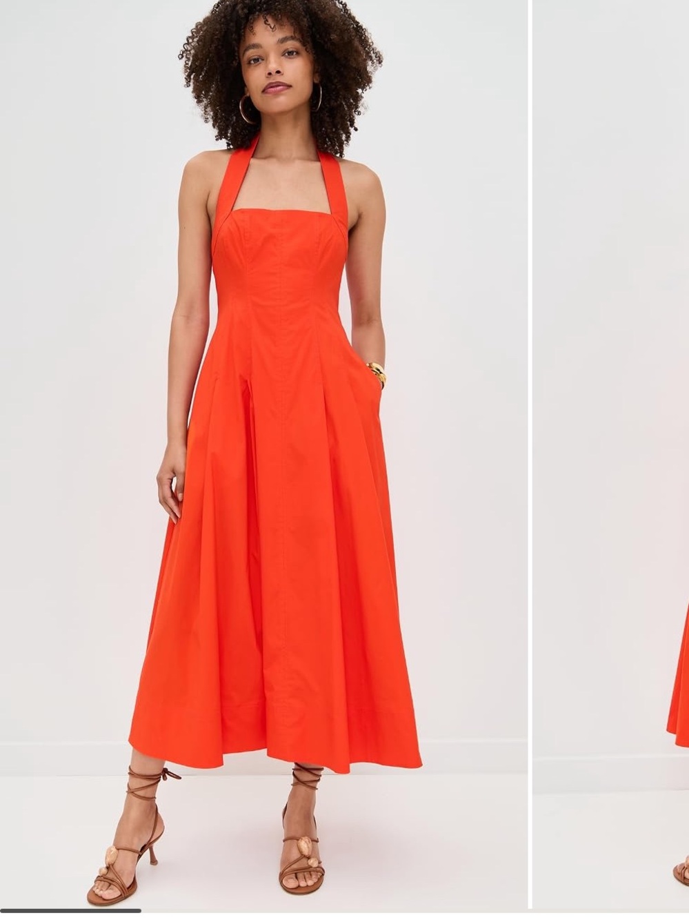 A.L.C. Halter Midi Dress in Vibrant Orange